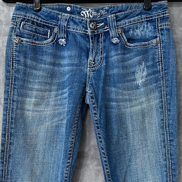 Miss Me Fleur-de-Lise Embellished Pocket Skinny Jean Size 26 - Picture 2 of 13